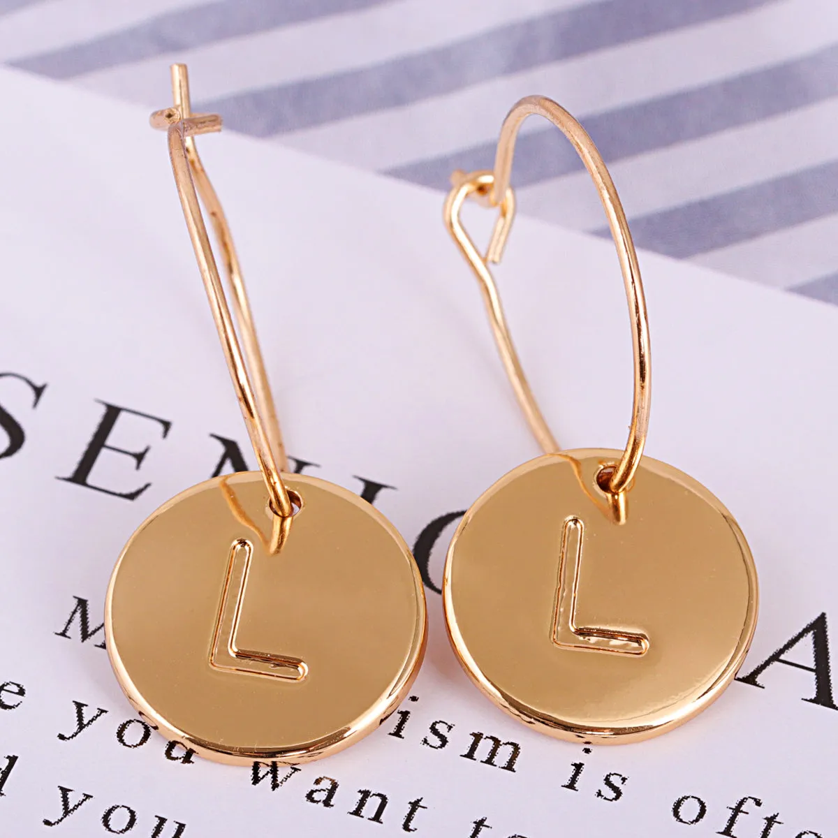 18K Gold-Plated Letter L Cut Drop Earrings