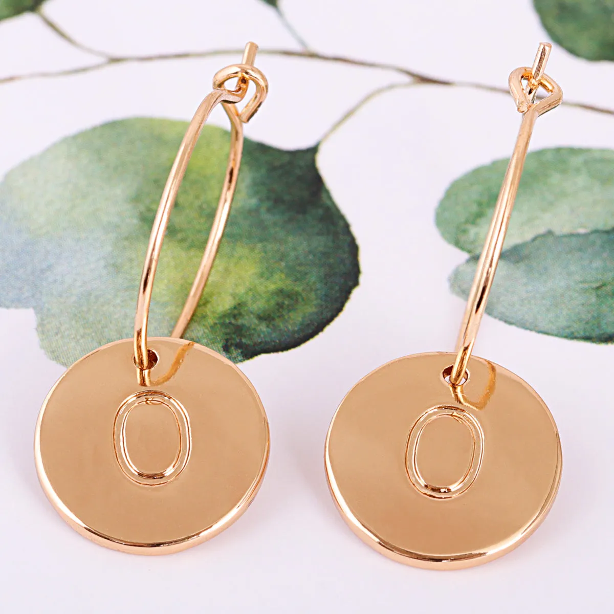 18K Gold-Plated Letter O Cut Drop Earrings