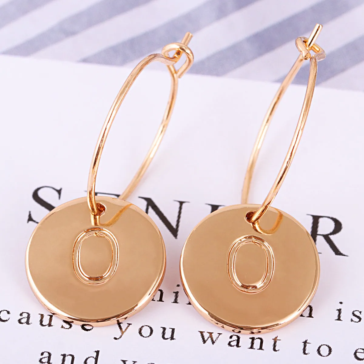 18K Gold-Plated Letter O Cut Drop Earrings