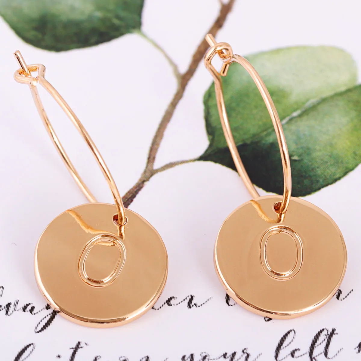 18K Gold-Plated Letter O Cut Drop Earrings