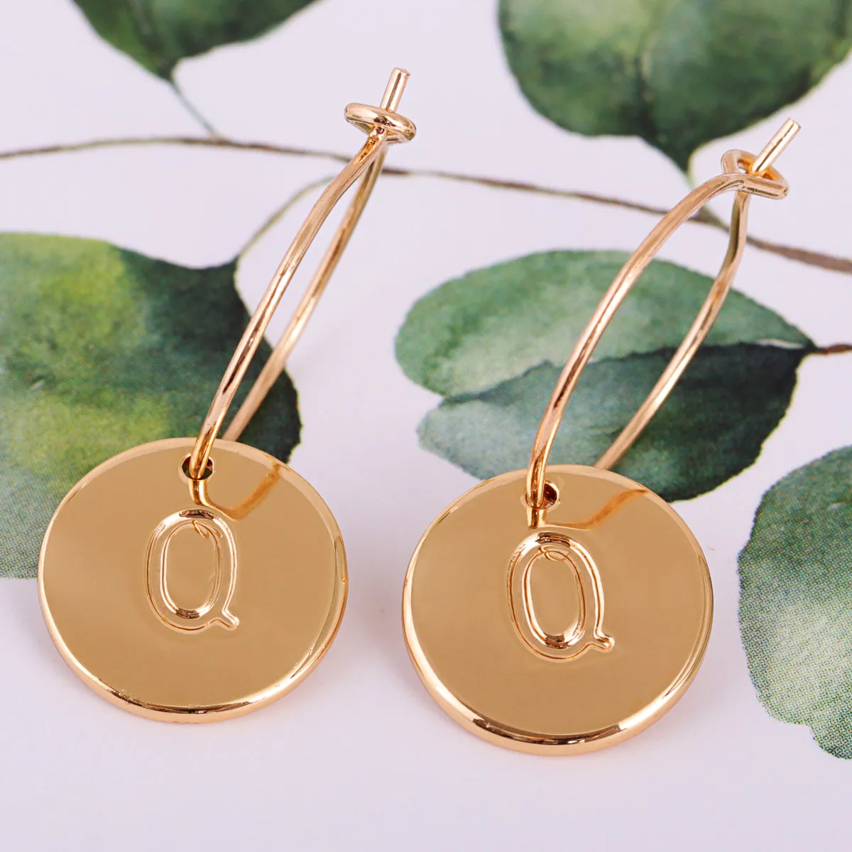 18K Gold-Plated Letter Q Cut Drop Earrings