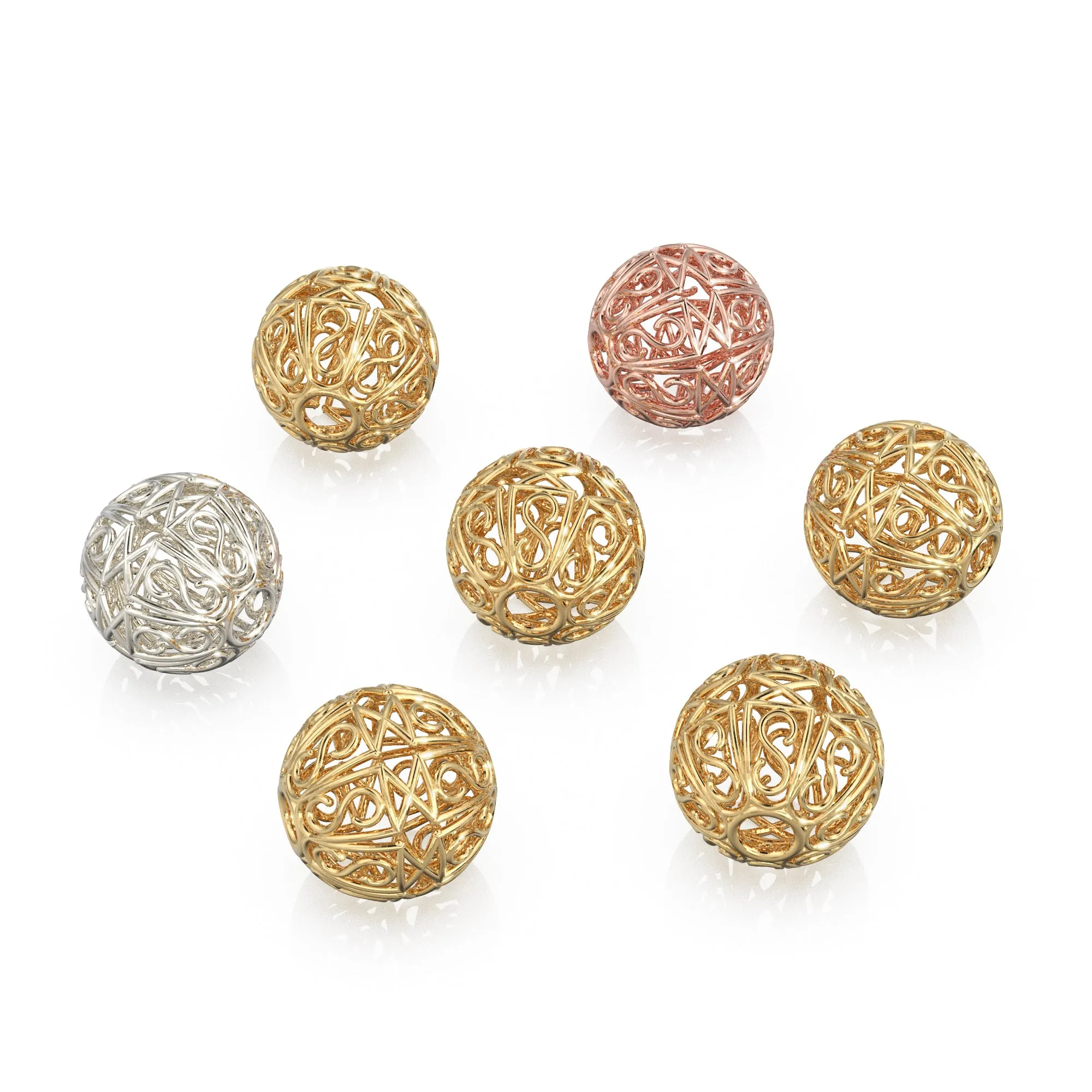 18k Solid Gold Designer Fancy Round Spacer Bead Finding 6mm 8mm 10mm