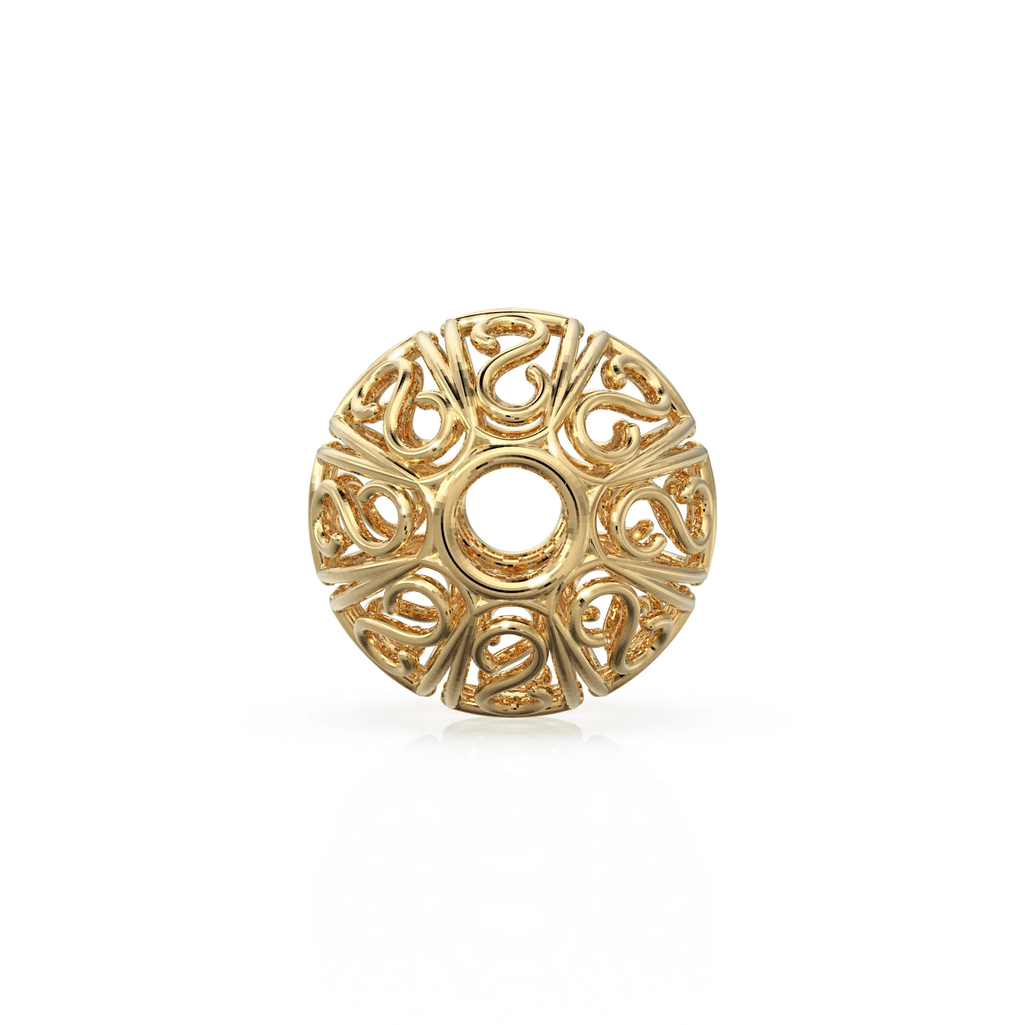 18k Solid Gold Designer Fancy Round Spacer Bead Finding 6mm 8mm 10mm