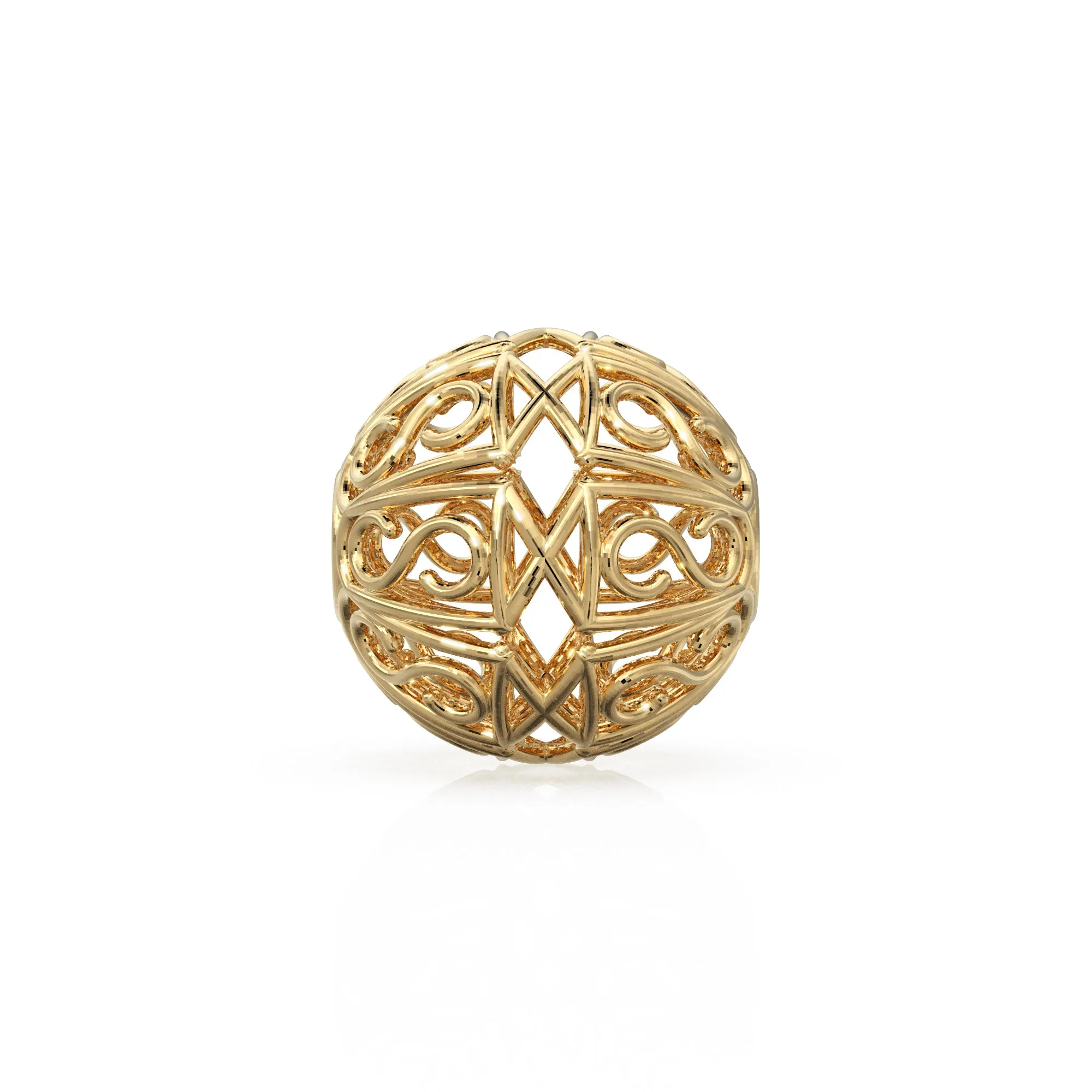 18k Solid Gold Designer Fancy Round Spacer Bead Finding 6mm 8mm 10mm