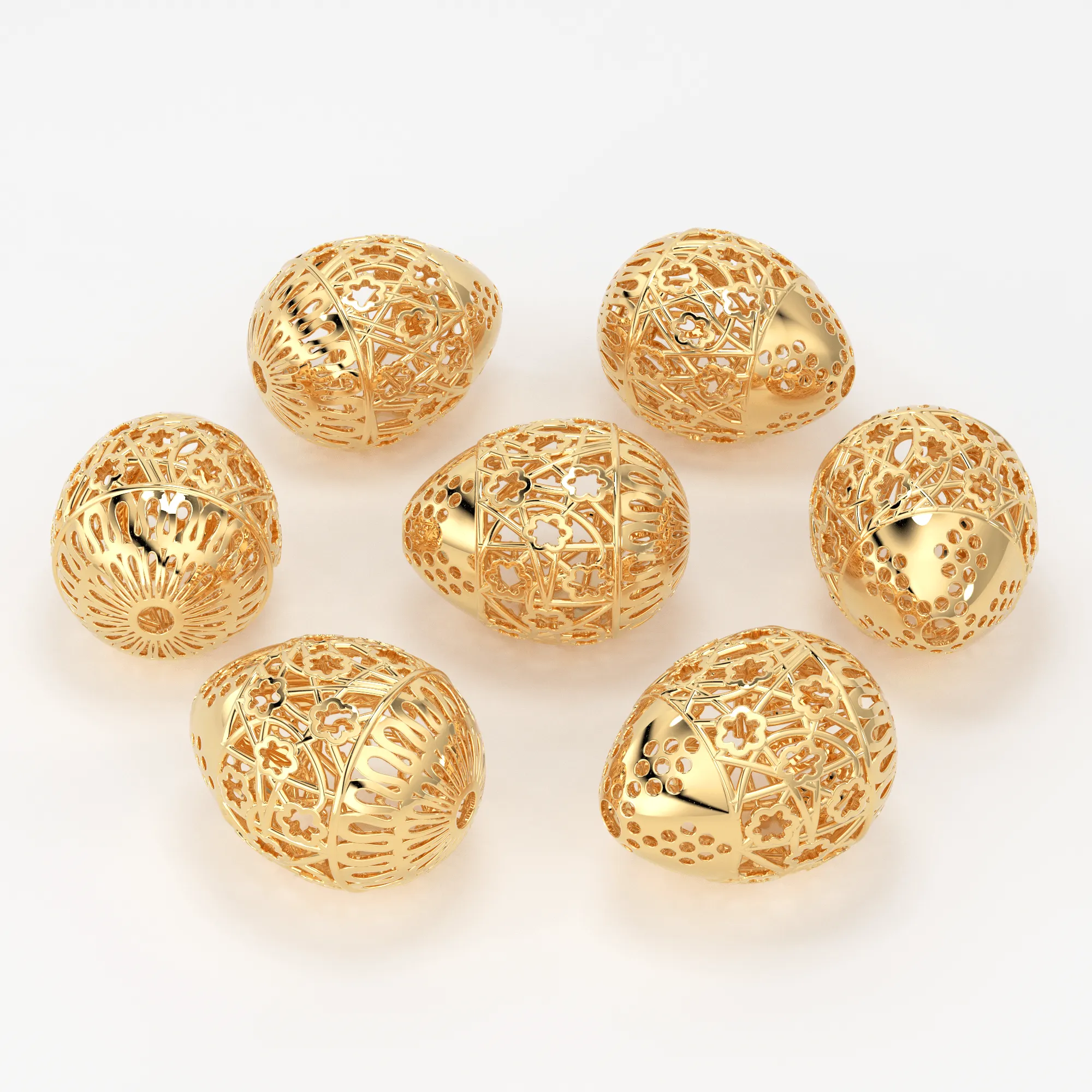 18k Solid Gold Handmade Designer Easter Egg Spacer Bead Finding 11mm 12mm 13mm