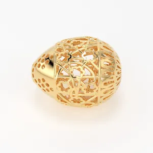 18k Solid Gold Handmade Designer Easter Egg Spacer Bead Finding 11mm 12mm 13mm