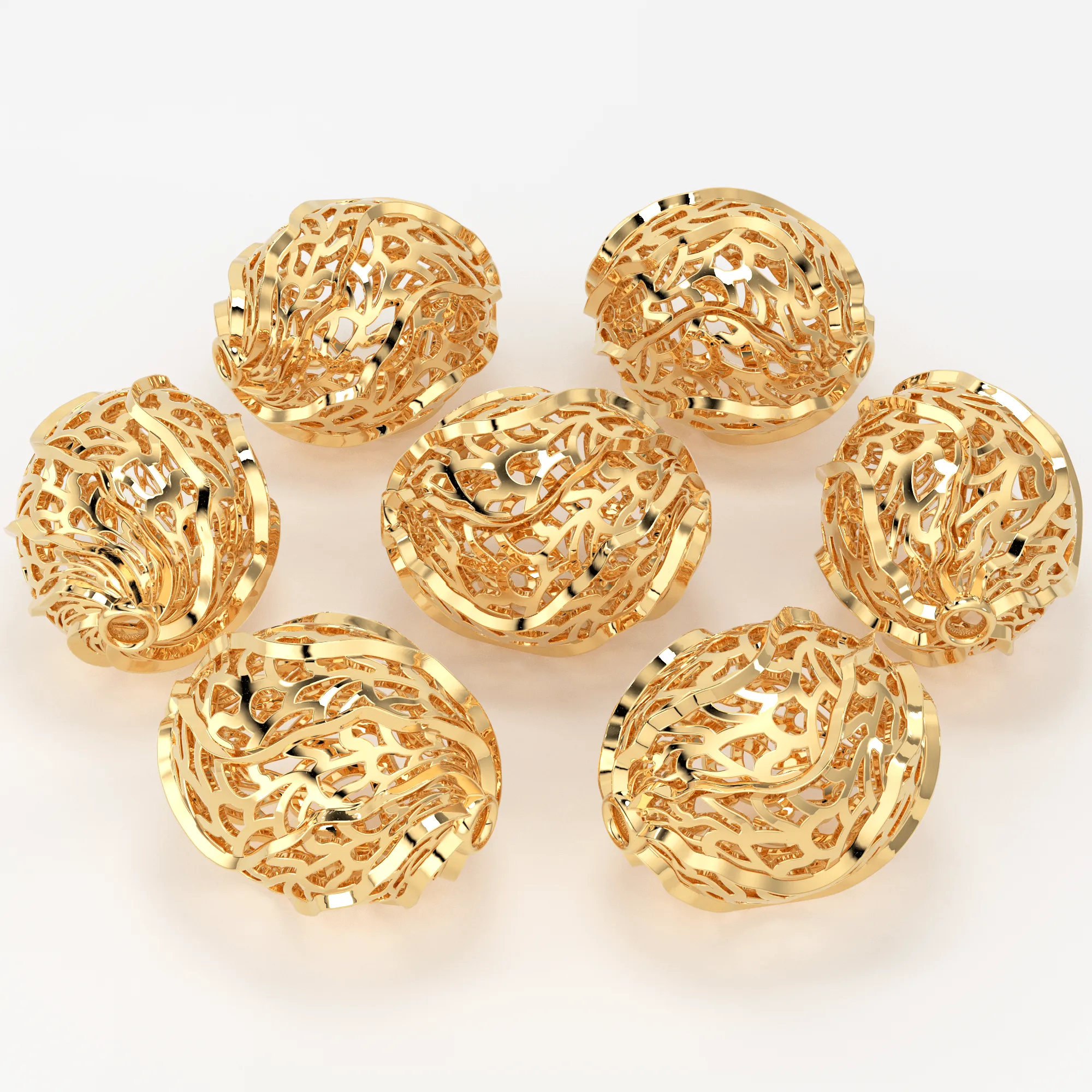 18k Solid Gold Handmade Designer Filigree Spacer Bead Finding 10mm 13mm 15mm