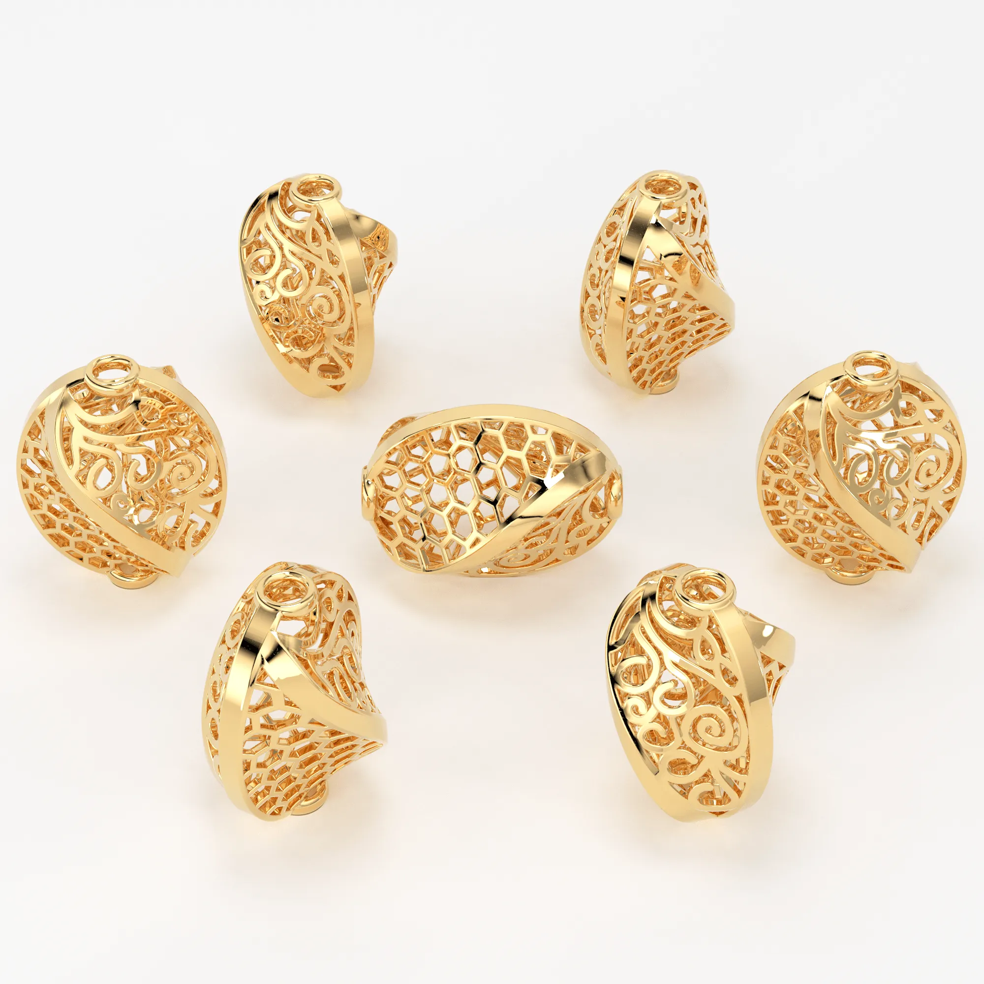 18k Solid Gold Handmade Designer HoneyComb Spacer Bead Finding 7.50mm 10mm 12.50mm