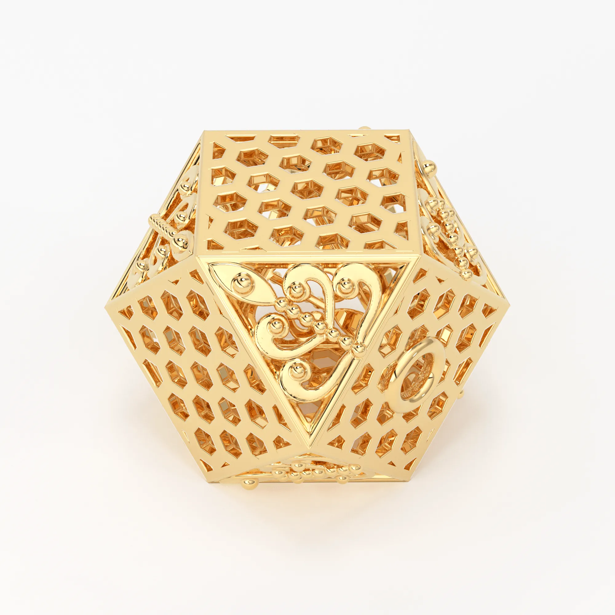 18k Solid Gold Handmade Designer Icosahedron Spacer Bead Finding 6.50mm 8.50mm 10.30mm