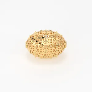 18k Solid Gold Handmade Designer Oval Mesh Spacer Bead Finding 11mm 12mm 13mm