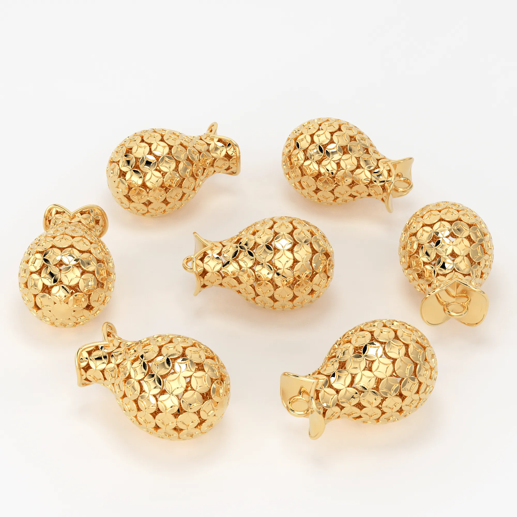 18k Solid Gold Handmade Flower Pot Vase Spacer Charm Bead Finding 11mm 13mm