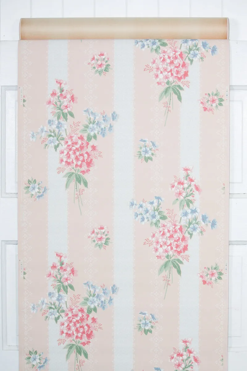 1950s Floral Stripe Vintage Wallpaper
