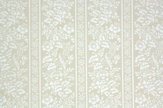 1960s Floral Stripe Vintage Wallpaper