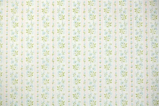1960s Floral Stripe Vintage Wallpaper