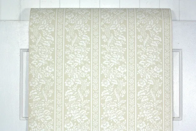1960s Floral Stripe Vintage Wallpaper