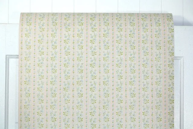 1960s Floral Stripe Vintage Wallpaper