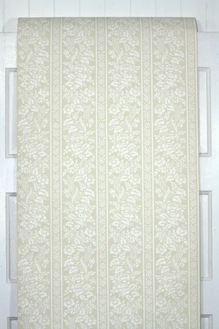 1960s Floral Stripe Vintage Wallpaper