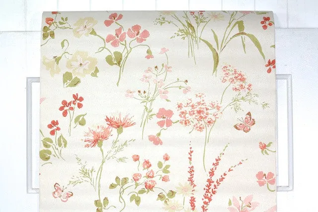 1960s Floral Vintage Wallpaper
