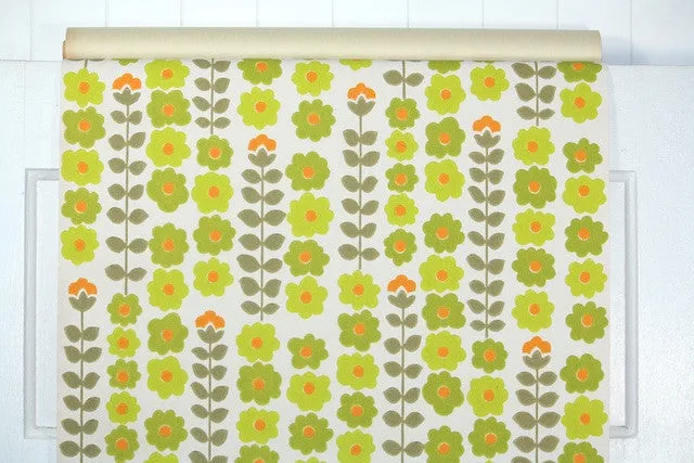 1960s Floral Vintage Wallpaper