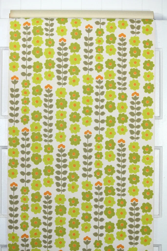 1960s Floral Vintage Wallpaper
