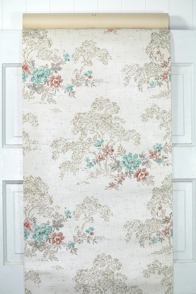 1960s Floral Vintage Wallpaper