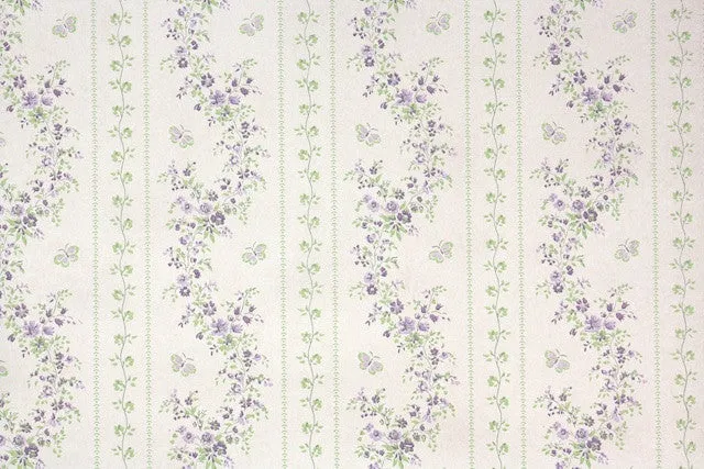1970s Floral Stripe Vintage Wallpaper