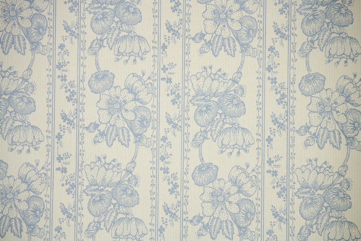 1970s Floral Stripe Vintage Wallpaper
