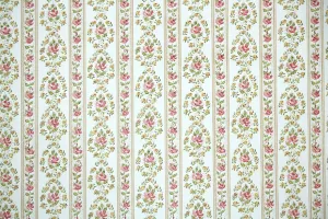 1970s Floral Stripe Vintage Wallpaper