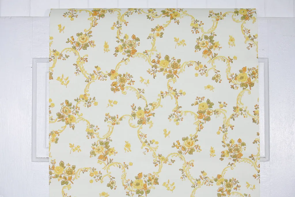 1970s Floral Vintage Wallpaper