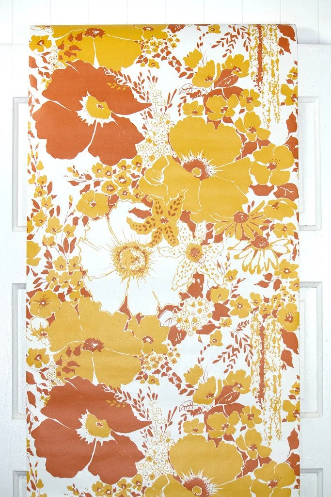 1970s Floral Vintage Wallpaper