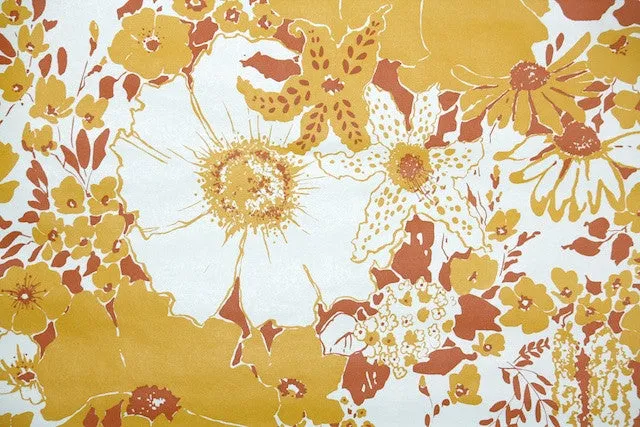1970s Floral Vintage Wallpaper