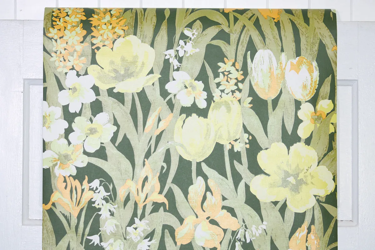 1970s Floral Vintage Wallpaper