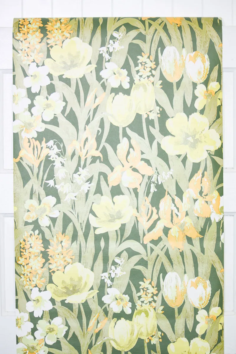 1970s Floral Vintage Wallpaper