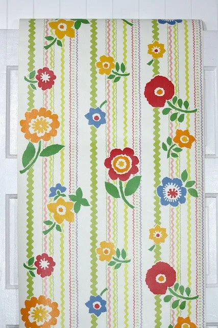 1970s Floral Vintage Wallpaper