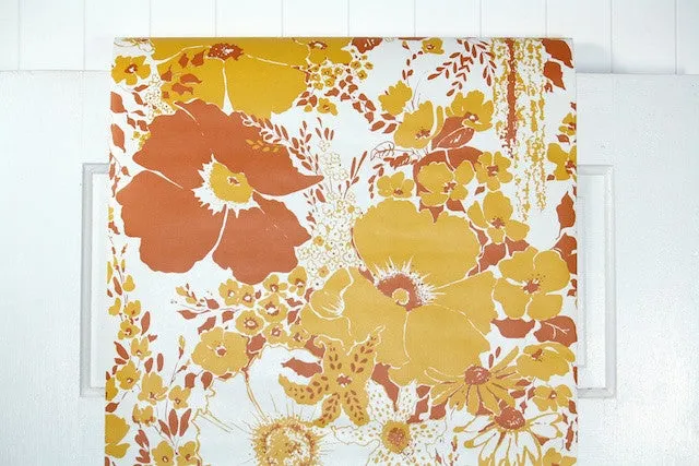 1970s Floral Vintage Wallpaper