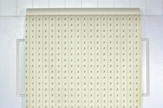 1980s Floral Stripe Vintage Wallpaper