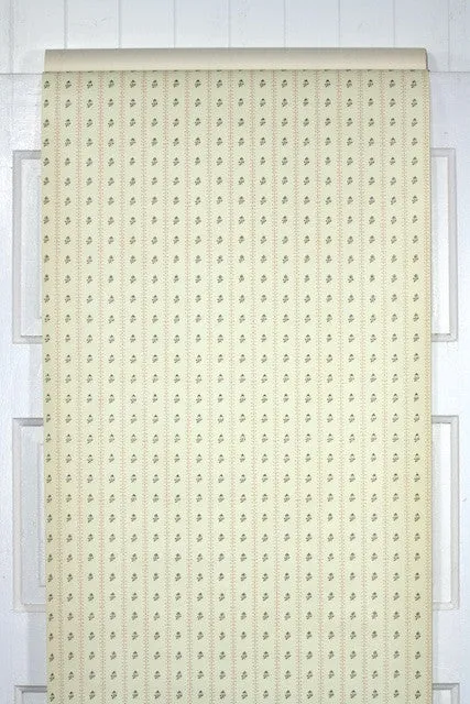 1980s Floral Stripe Vintage Wallpaper