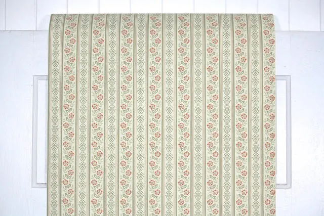 1980s Floral Stripe Vintage Wallpaper