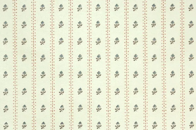 1980s Floral Stripe Vintage Wallpaper