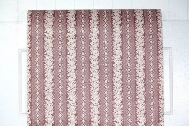 1980s Floral Stripe Vintage Wallpaper