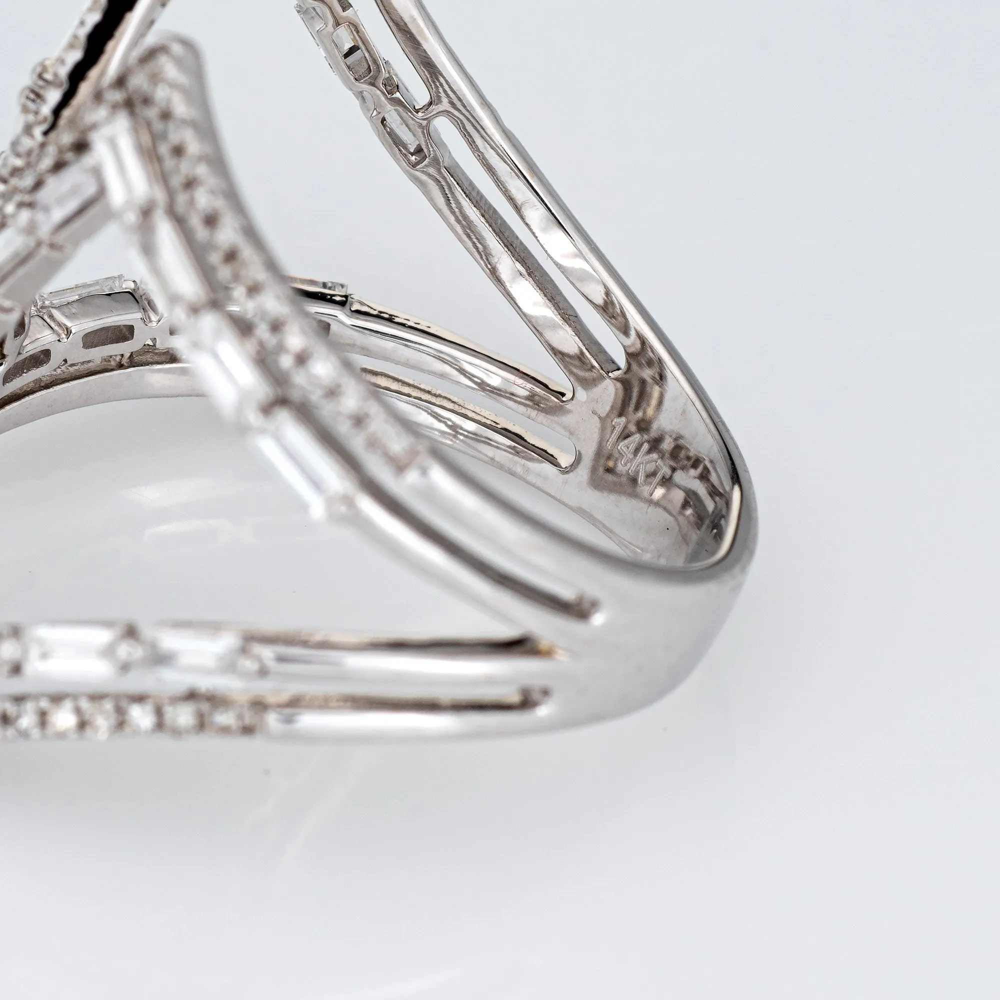 1ct Diamond Geometric Ring Estate 14k White Gold Sz 7.5 Mixed Cuts Jewelry