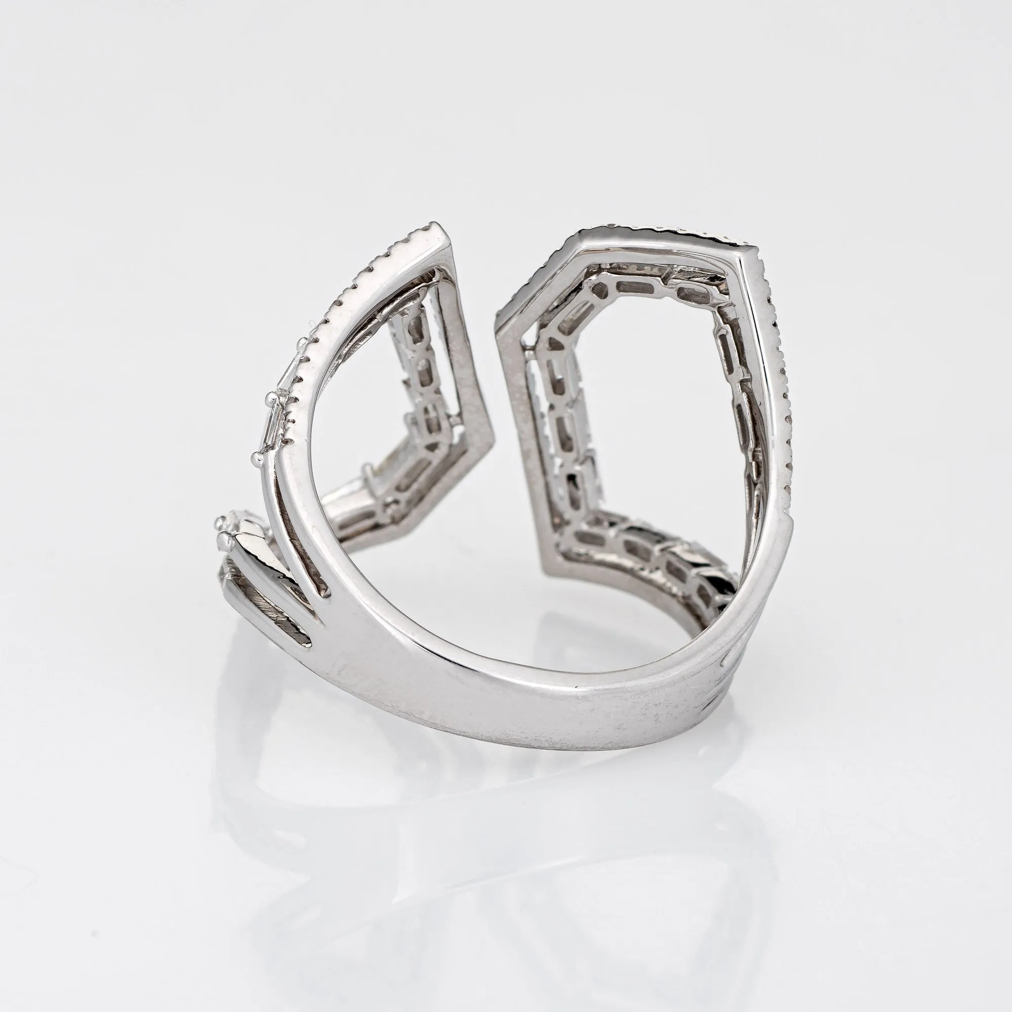 1ct Diamond Geometric Ring Estate 14k White Gold Sz 7.5 Mixed Cuts Jewelry