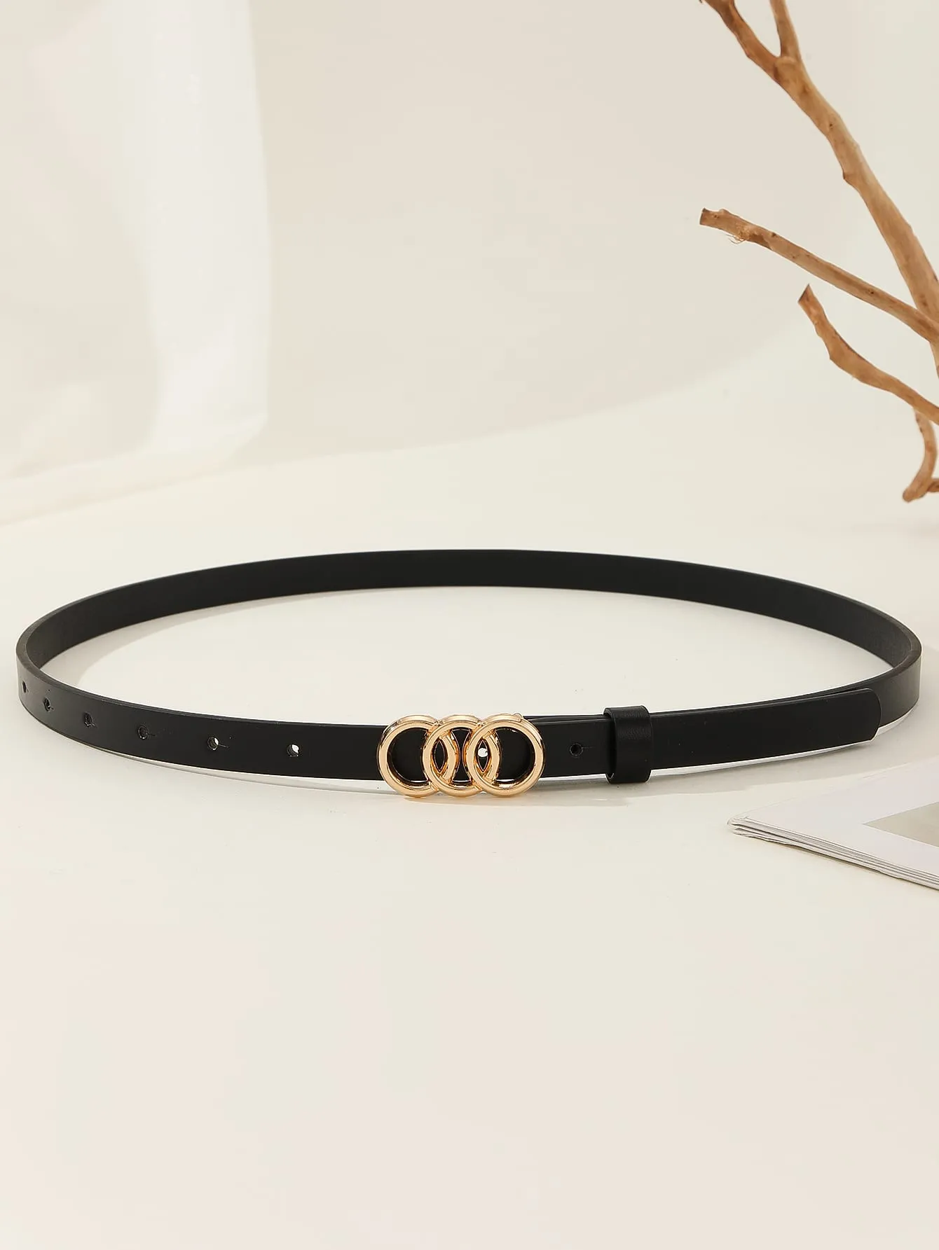1pc Circles Shaped Buckle Belt - Black