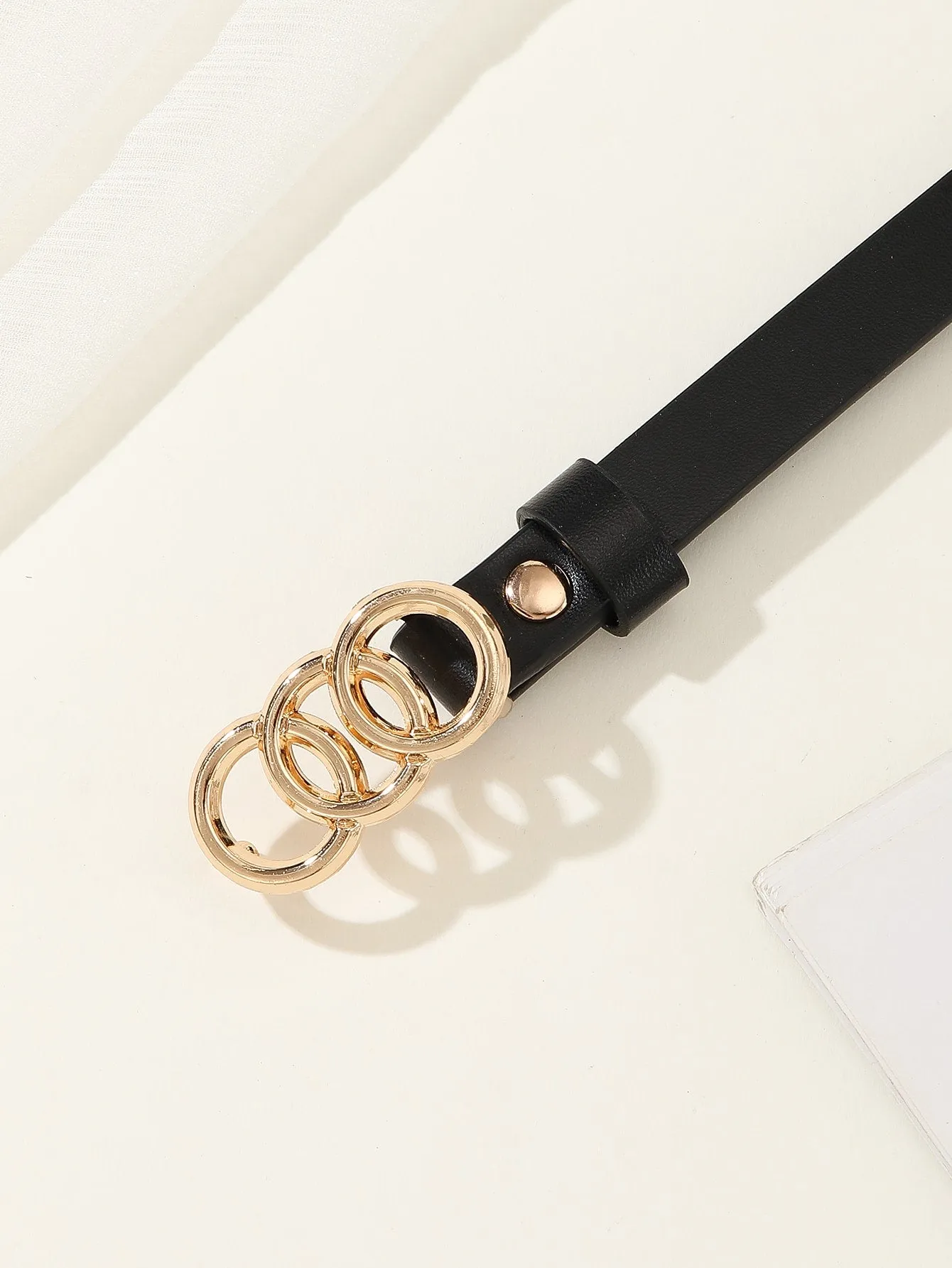 1pc Circles Shaped Buckle Belt - Black