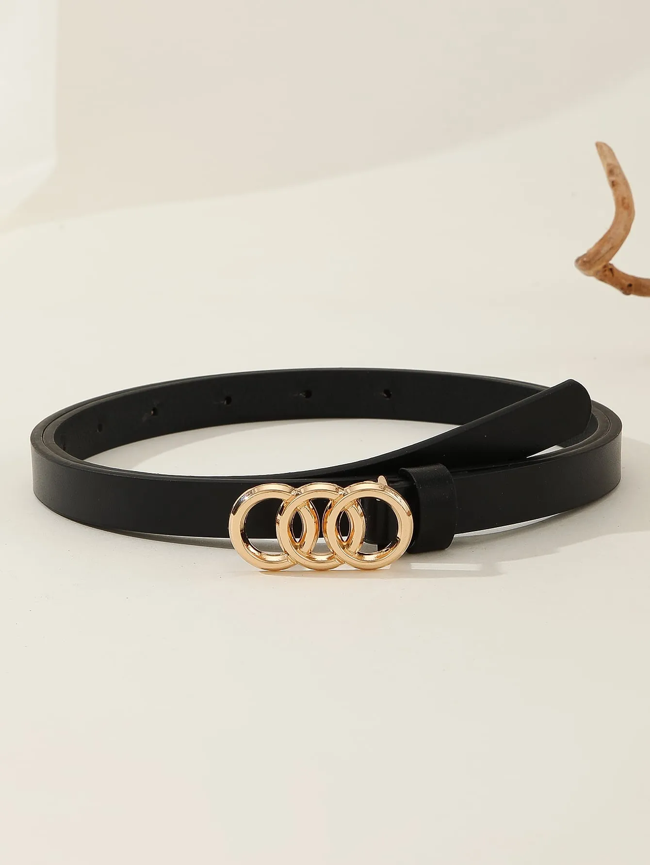1pc Circles Shaped Buckle Belt - Black