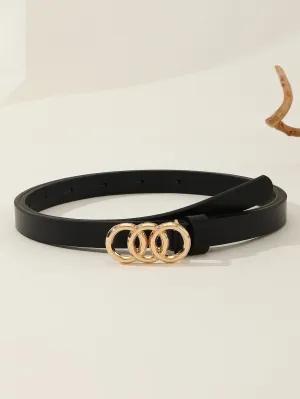 1pc Circles Shaped Buckle Belt - Black