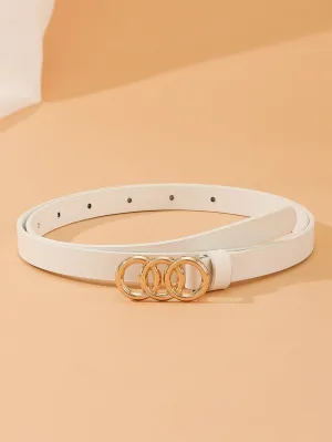 1pc Circles Shaped Buckle Belt  - White- FD ⚡