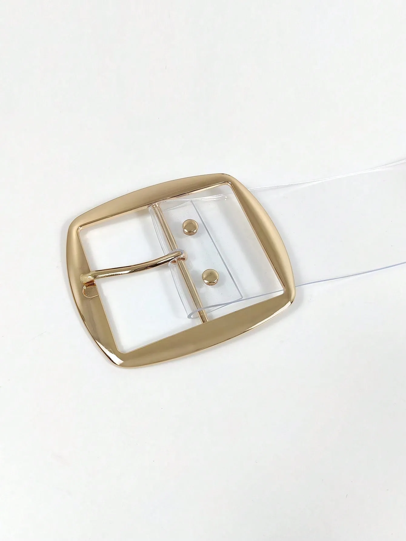 1pc Square Buckle Transparent Belt - Clear