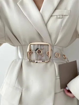 1pc Square Buckle Transparent Belt - Clear