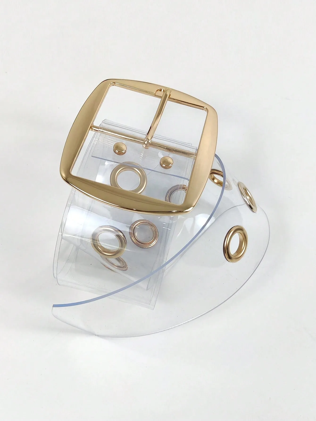 1pc Square Buckle Transparent Belt - Clear